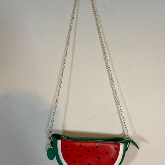 Gold-tone Chain Shoulder Strap Watermelon Women's Crossbody Bag Small - Picture 5 of 10